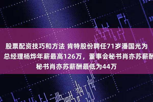 股票配资技巧和方法 肯特股份聘任71岁潘国光为非独立董事，总经理杨烨年薪最高126万，董事会秘书肖亦苏薪酬最低为44万